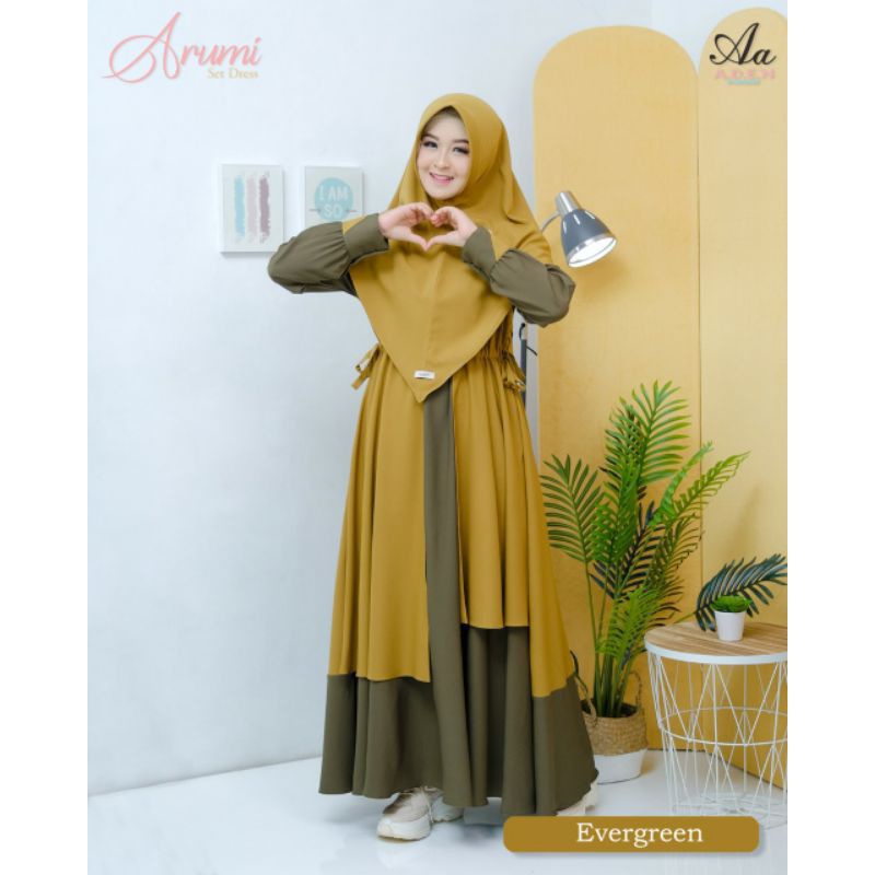 ARUMI DRESS by aden hijab√ gamis best seller√ready siap kirim