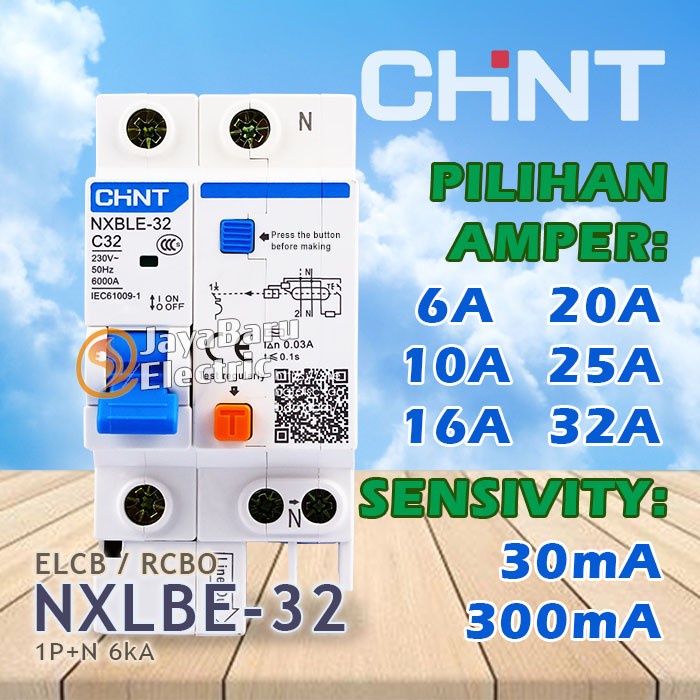 Jual RCCB ELCB RCBO Chint NXBLE-32 NXBLE32 1PN 6A 10A 16A 20A 25A 32A ...