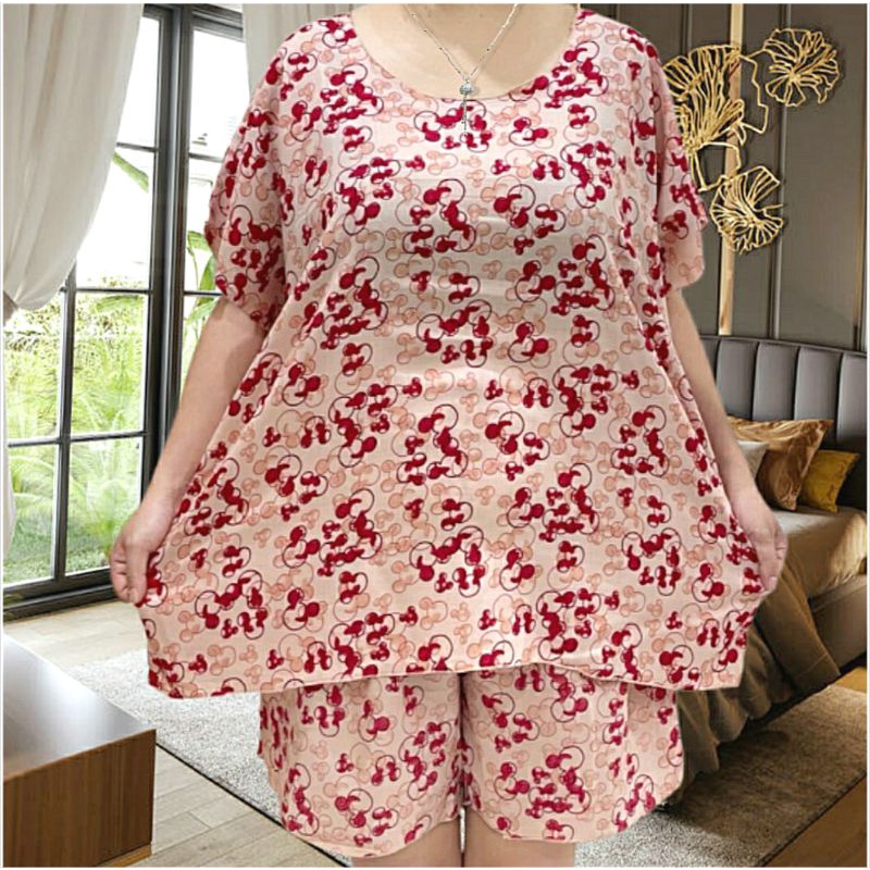 Setelan baju tidur jumbo wanita setelan baju tidur jumbo wanita size XXXXL jumbo Ld 143 cm bahan Rayon berkwalitas premium halus dan adem