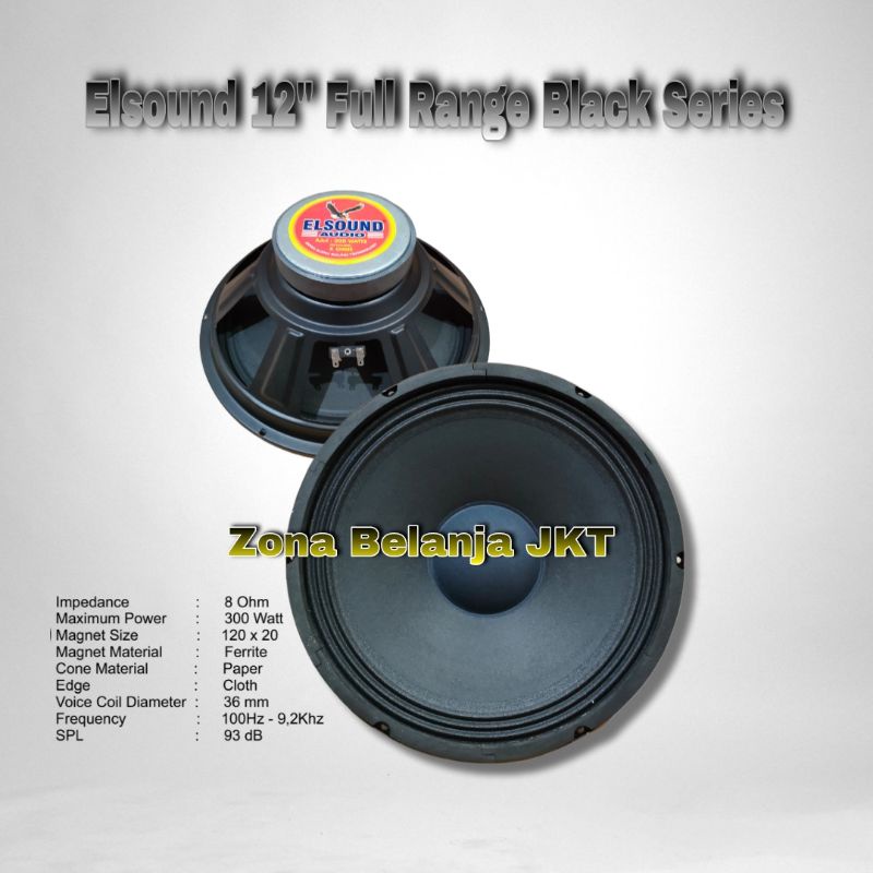 SPEAKER ELSOUND 12 INCH FULL RANGE 300WATT BLACK SERIES ORIGINAL SPEAKER