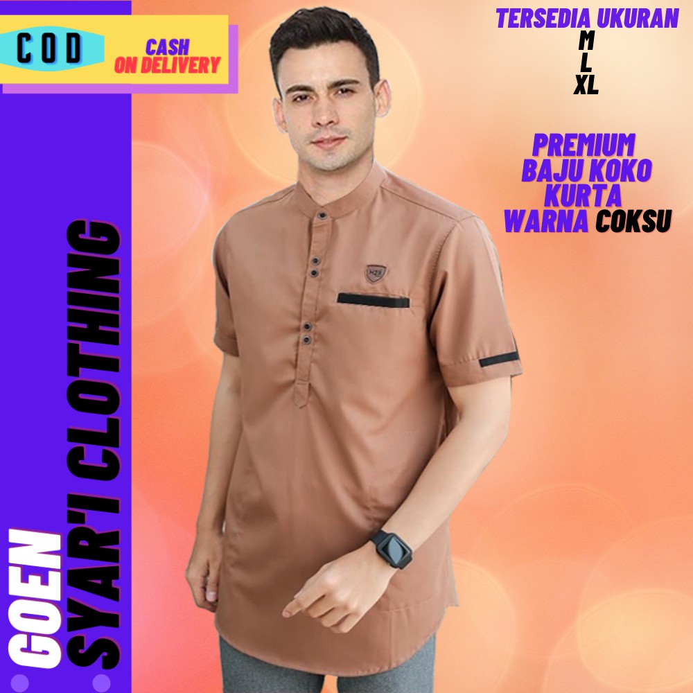 BAJU KOKO MUSLIM KURTA PRIA DEWASA WARNA  COKSU