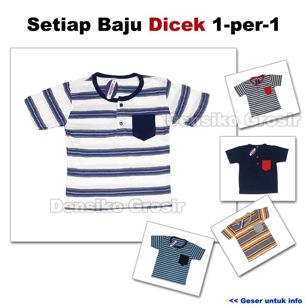 Kaos Anak Salur, Polos, Kancing (5) Baju Anak Laki Laki &amp; Perempuan Berkualitas