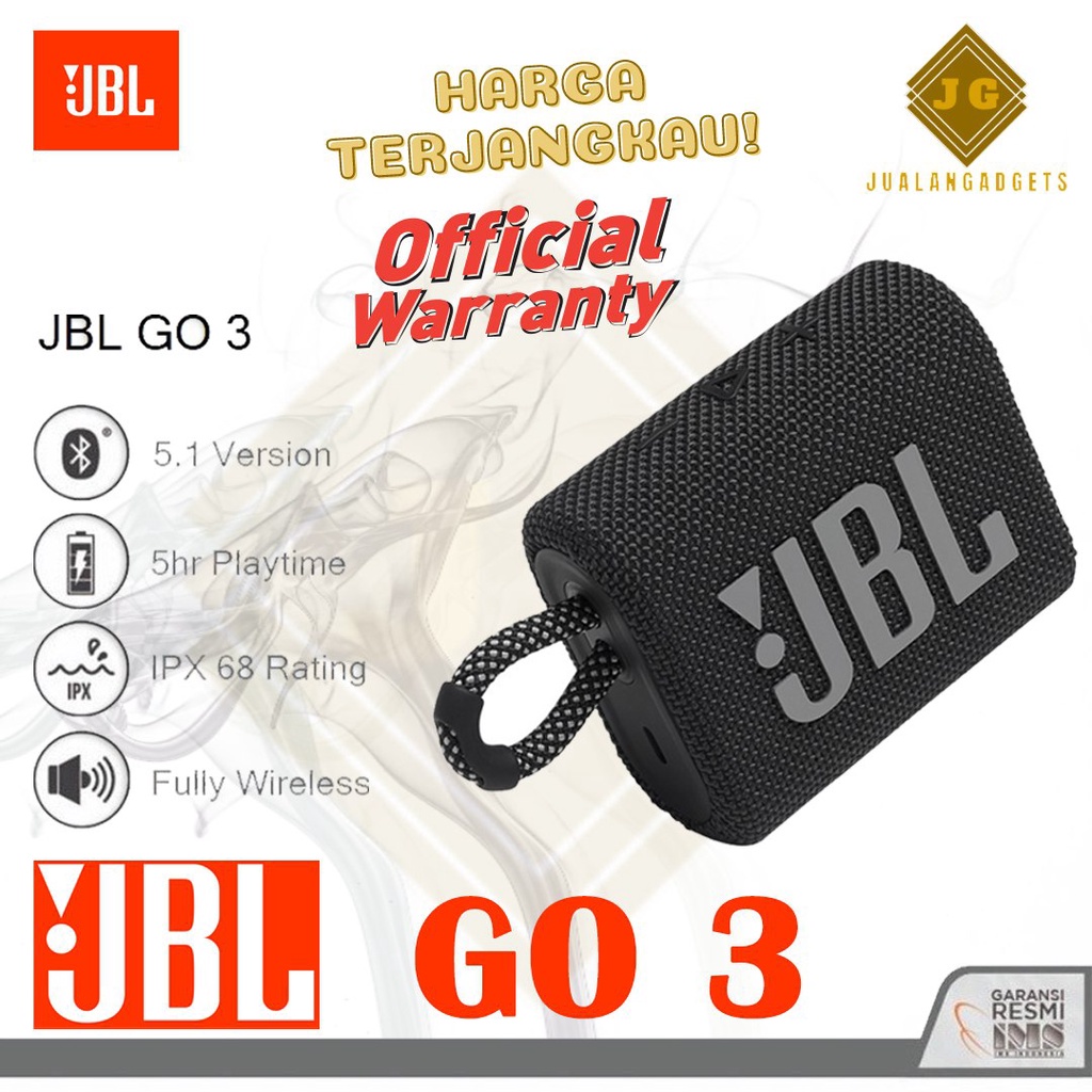 Speaker JBL GO 3 Bluetooth Portable Speaker - Garansi Resmi IMS