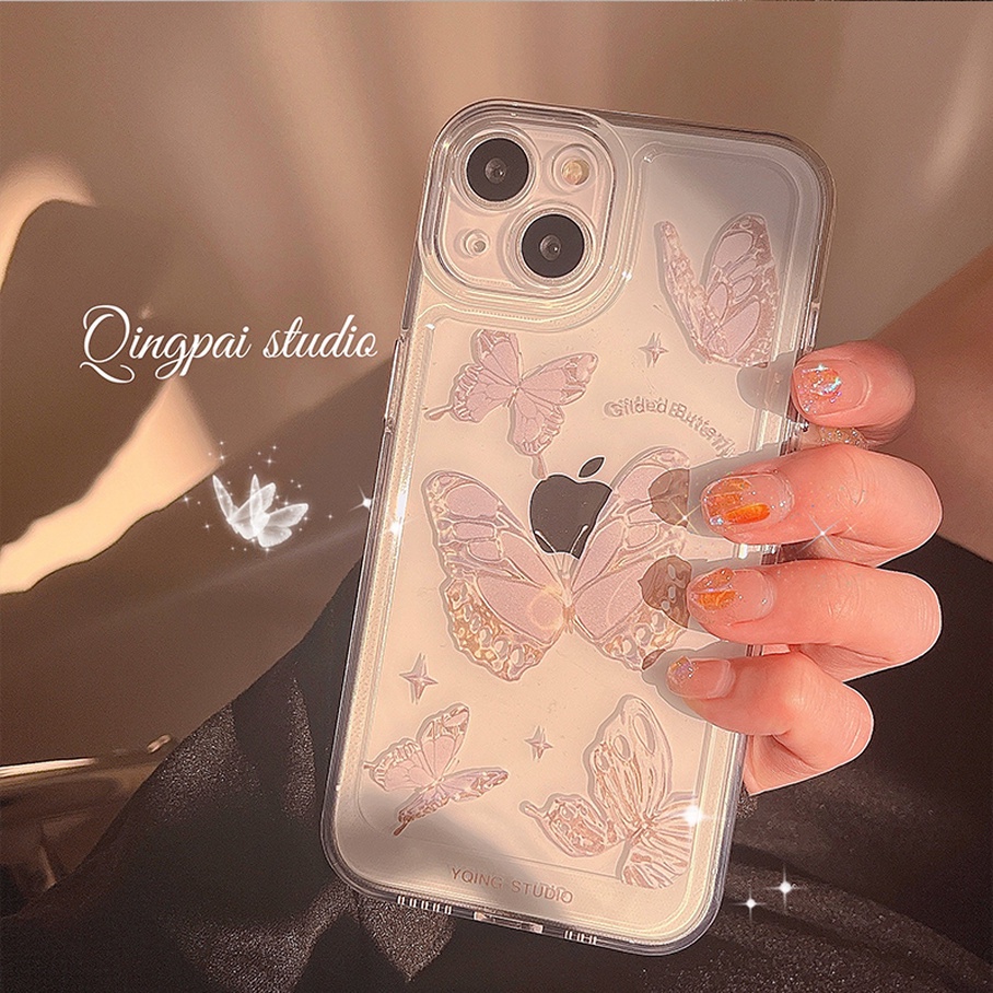 Compatible For iPhone 14 13 12 11 Pro Max X XR Xs Max 8 7 Plus SE 2020 Soft Case TPU Motif Kupu-Kupu Fantasi Untuk