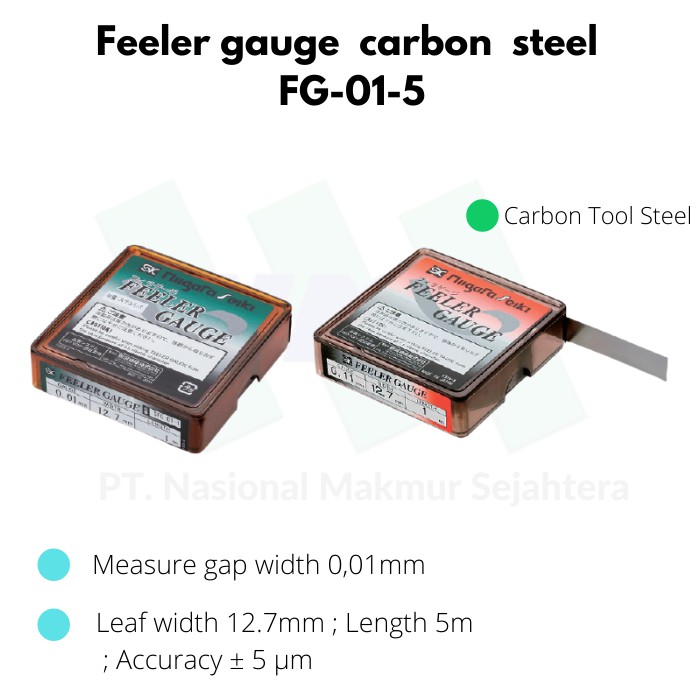Niigata Seiki Feeler gauge  carbon  steel FG-01-5 (0,01 mm x 5 m)