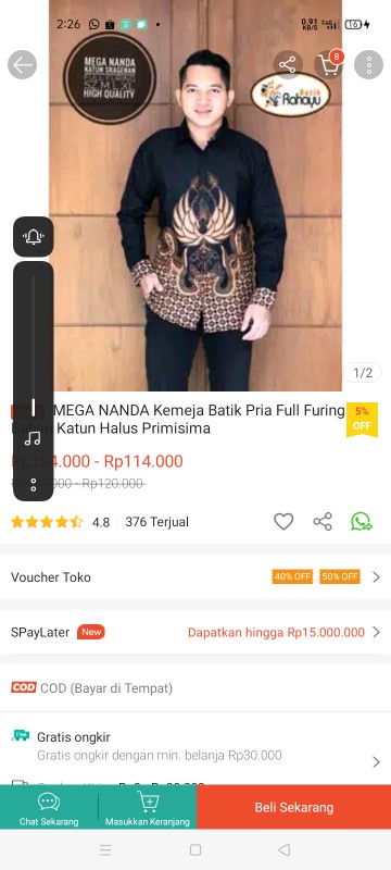 Mega Nanda Kemeja Batik Pria Full Furing Bahan Katun Halus Primisima