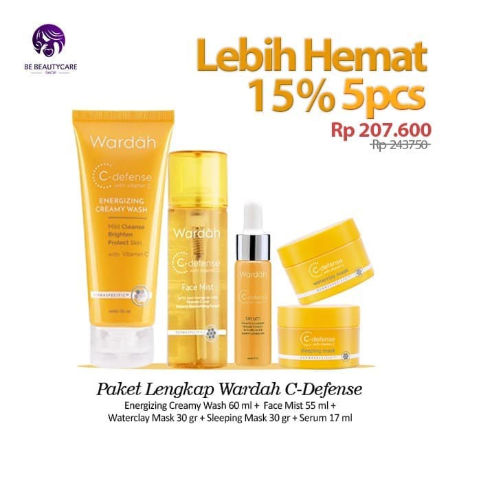 Paket Skincare Wardah CDefense 5 pcs untuk kulit glowing 5 in 1