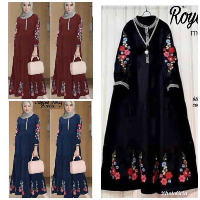 COD JC- Claudia Royal Maxi bordir / Maxi gamis kekinian / gamis wanita murah