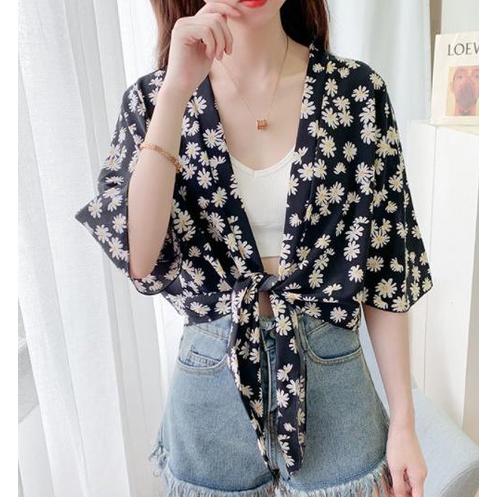 Outer Cardigan Tipis Style Korea Model Crop Floral SaleR28C