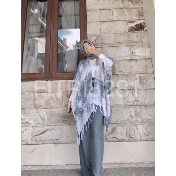 setelan OUTER AKAR&CELANA KULOT POLOS UKURAN ALL SIZE-XXXL-Putih abu