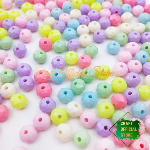 120 Pcs Manik Kristal Bakpau 8mm Mote Manik Bakpau Pastel Bahan Meronce