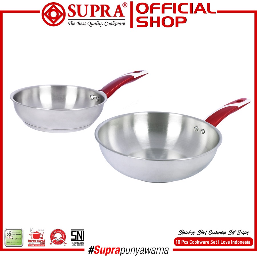 SUPRA 10 pcs I LOVE INDONESIA - Panci Stainless Steel Set 10 Pcs