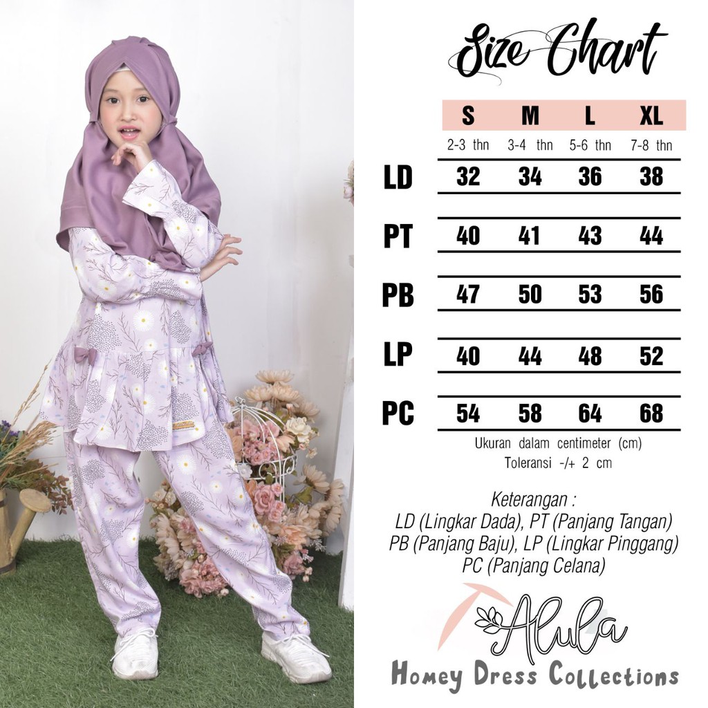 Setelan Home Dress Anak Alula plus Jilbab dan Clara Oidokids Tanpa Jilbab