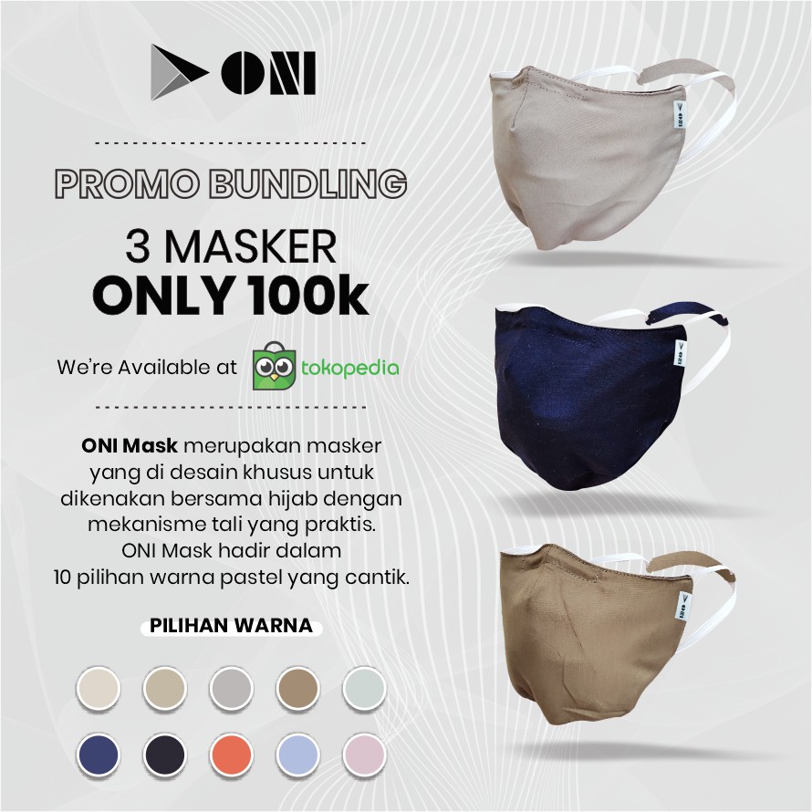 Oni Mask - BUNDLING - Masker Hijab - Dapat Dicuci