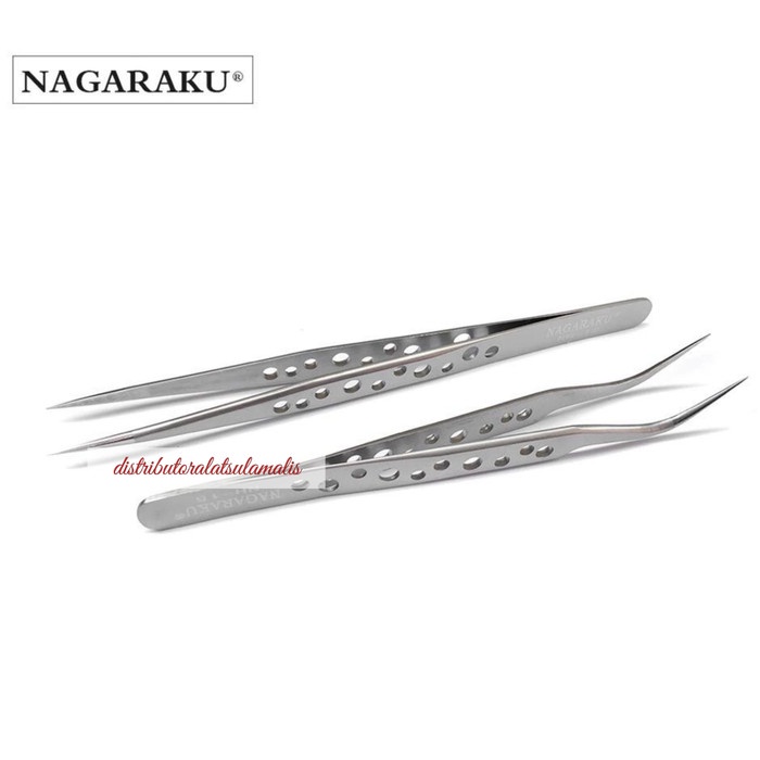 

Pinset Tweezers eyelash extension Nagaraku Bolong bolong - 1SET