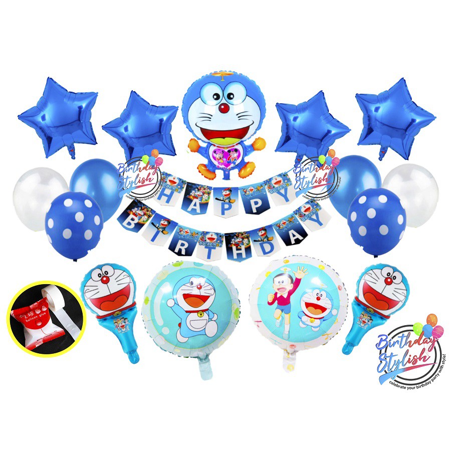 Paket Ultah Doraemon/ Paket Doraemon Dekorasi/ Set Ultah Doraemon/ Paket Dekor Doraemon