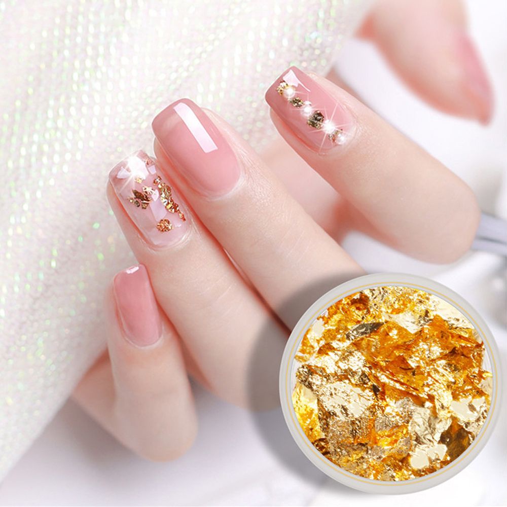 Mxbeauty 1 Box Stiker Kuku Bahan Aluminum Foil Warna Gold / Silver Untuk Dekorasi Nail Art