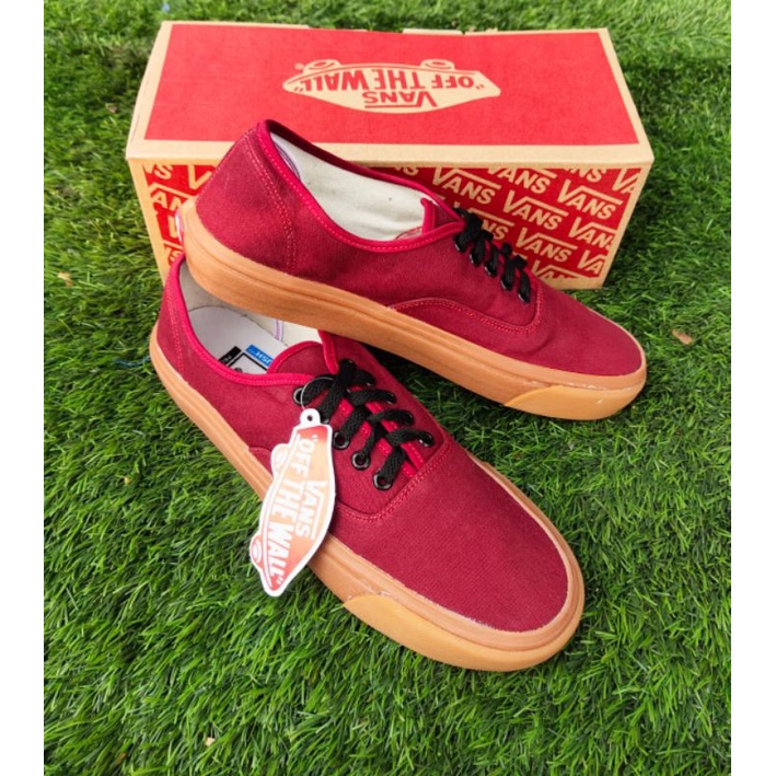 SEPATU VANSS AUTENTIK MAROON GUM WAFLE DT BNIB MADE IN CHINA PREMIUM IMPORT SEPATU PRIA SEPATU WANITA