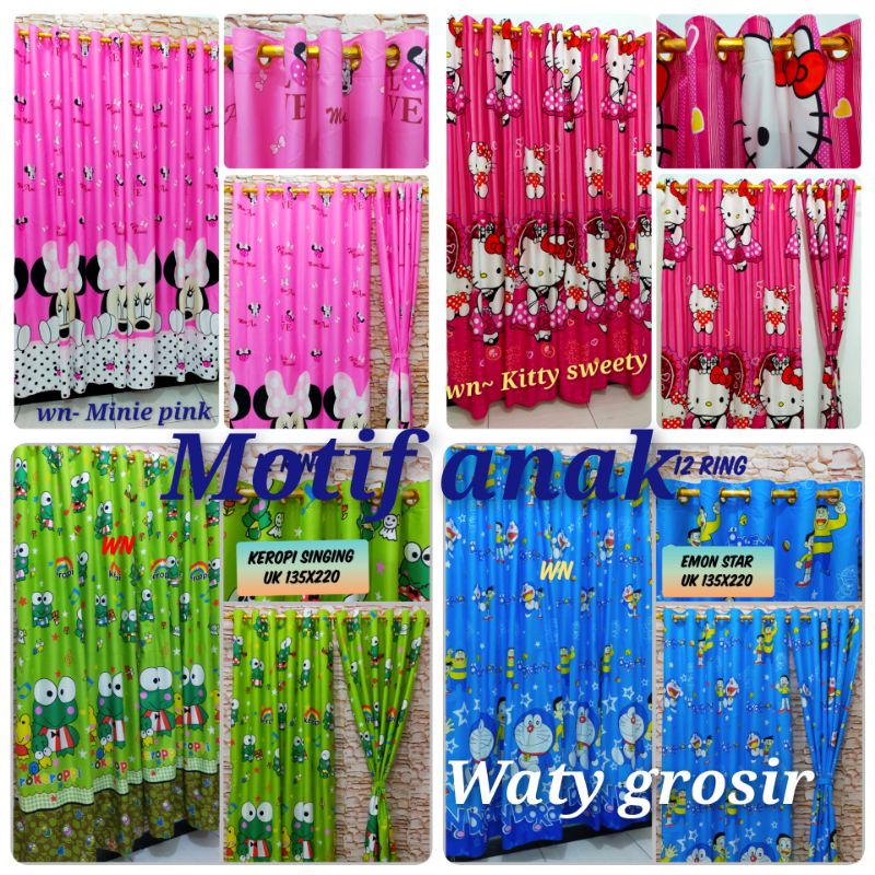 3 motif anak ready stok gorden Smokring Besar 12 Ring Tirai Smokering Homemade