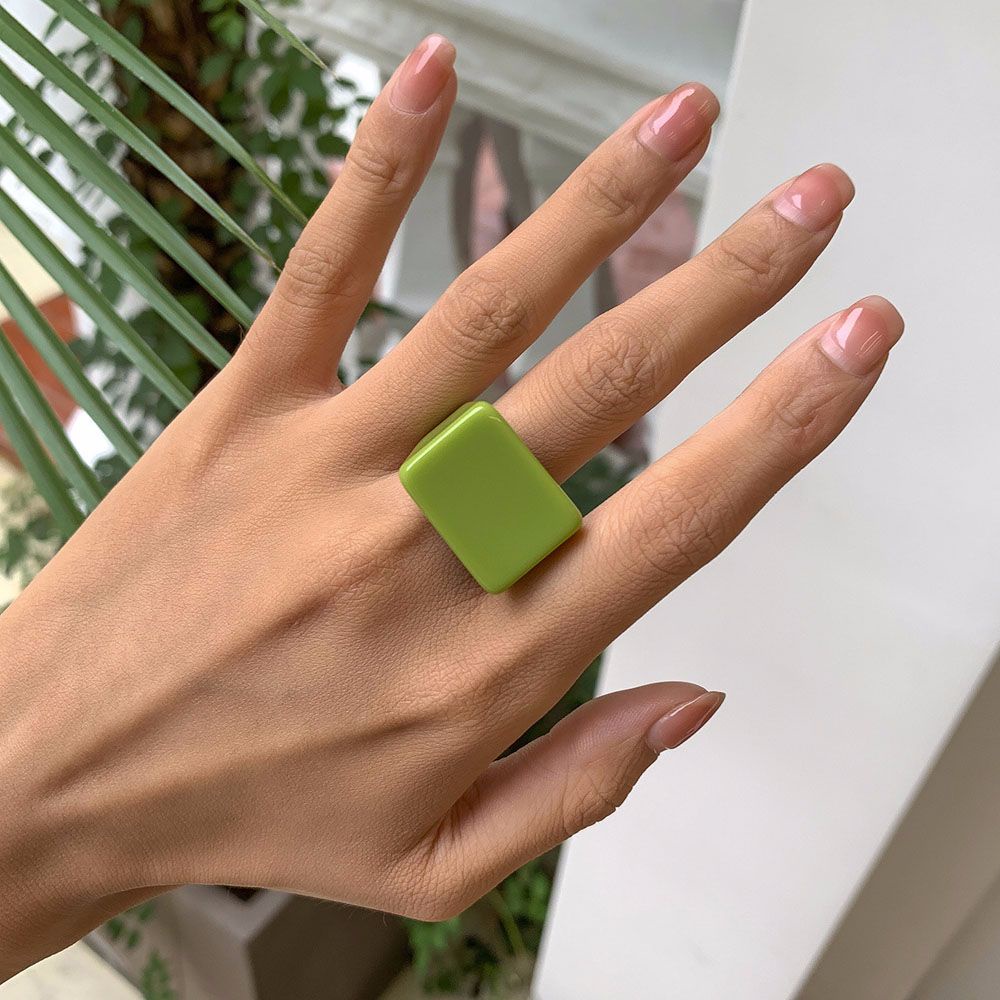 MXBEAUTY Women Girls Finger Rings Korean Thumb Rings Resin Rings Rectangle Square Punk Solid Color Chunky 2021 New Style Marbling Fashion Jewelry/Multicolor