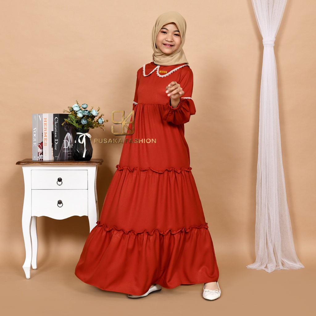 NAYLA kids gamis anak muslim perempuan tanggung long dress serut susun kid wanita anak usia 4 - 14 tahun warna putih tulang bw hitam lilac wardah dusty pink fashion muslim anak pesantren  ngaji manasik haji maulid nabi sekolah agama baju muslim terbaru