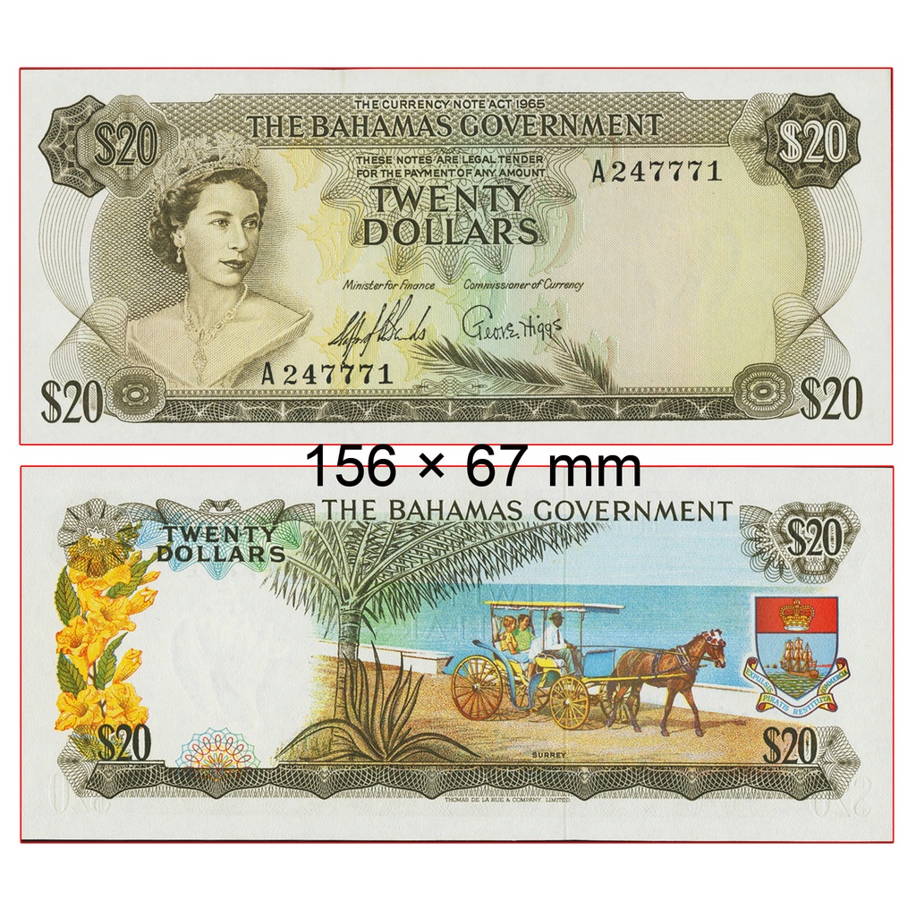 Uang Kuno 20 Dollar Bahama Tahun 1965 souvenir replika repro
