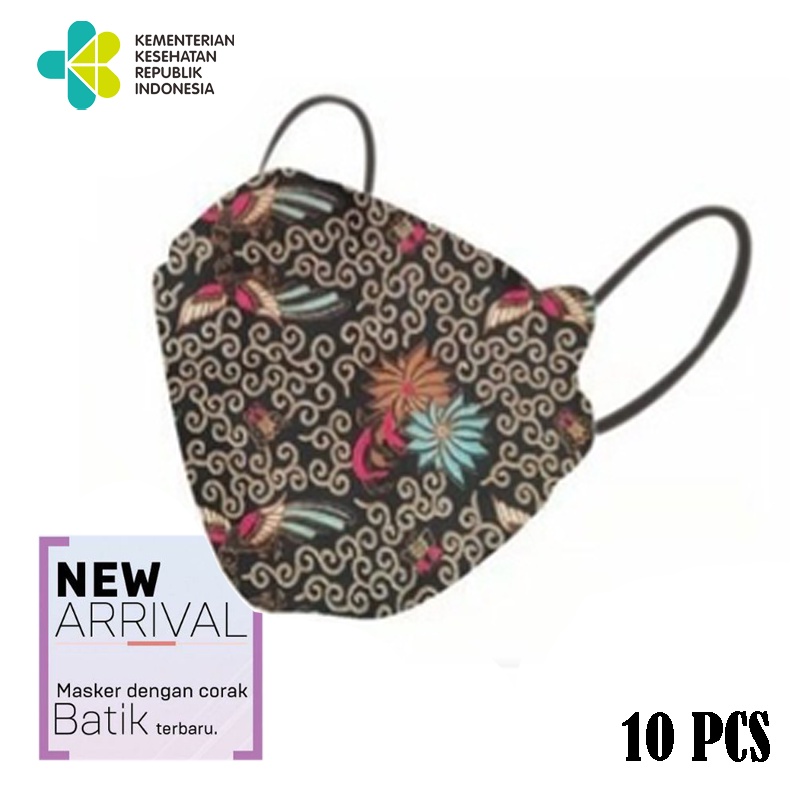 Masker KF94 Careion batik 10pcs 3ply/masker motif batik/Masker dewasa KF94 bermotif/masker earloop motif batik