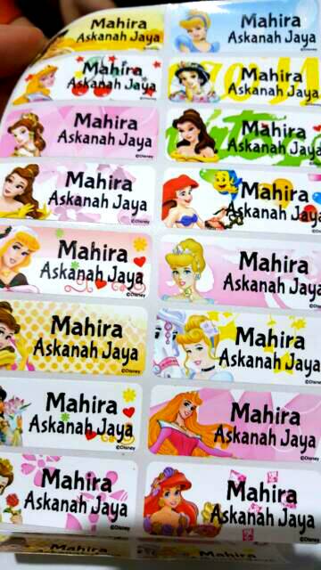 

Label nama anti air stiker waterproof Princess Disney 4