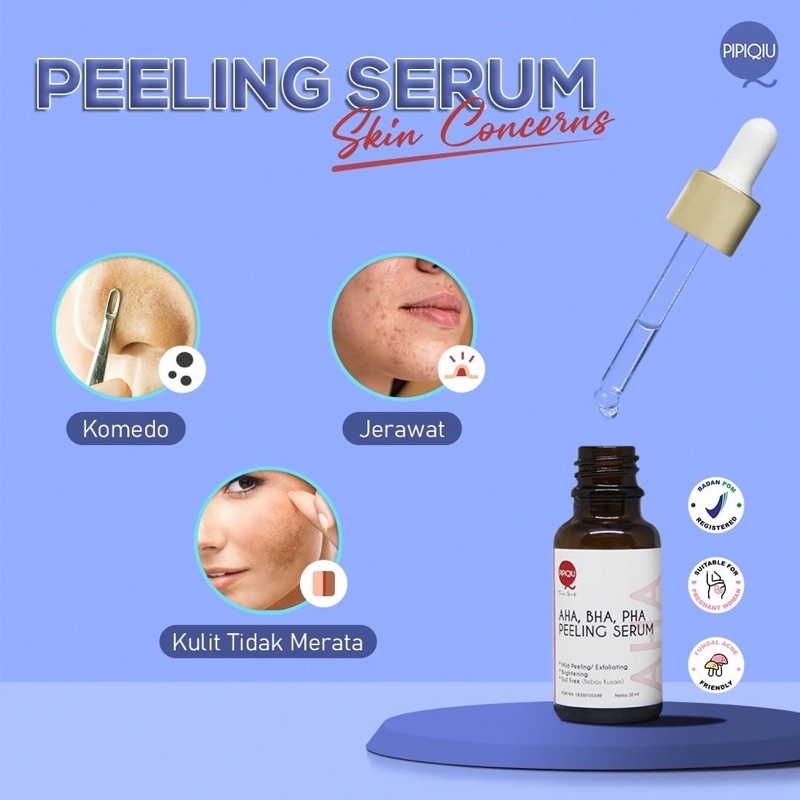 PIPIQIU AHA BHA PHA Peeling Serum Indonesia / Niacinamide Plus Vit C Brightening Hyaluronic Gold