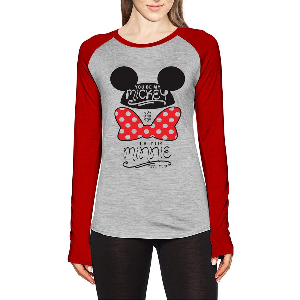 Kaos Raglan Gambar Mickey | Lengan Panjang | Ukuran M - L - XL -XXL