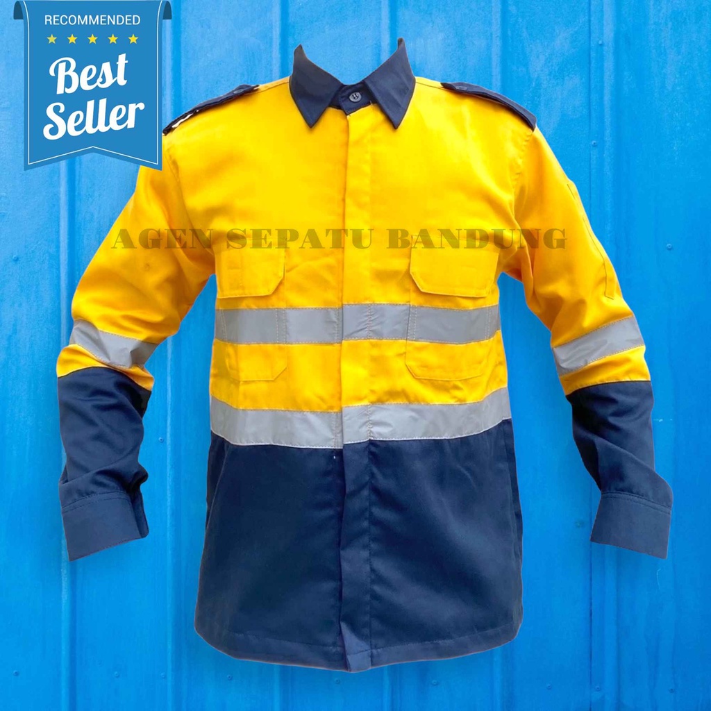 AGEN Seragam safety Baju Safety Lengan Panjang Katelpak Wearpack Atasan Safety Kombinasi 2 Warna Kemeja two tone