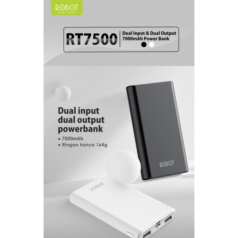 Turun Harga!!! Powerbank Robot 7000mAh RT7500 2 Input2 Port USB Original Fast Charging