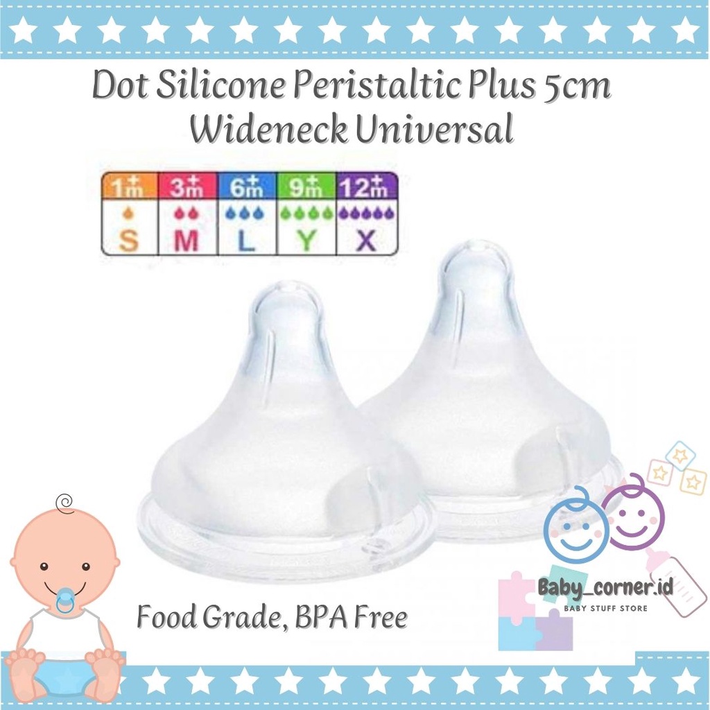 dot nipple silicone untuk pigeon peristaltic plus 5cm wideneck universal | bahan tebal, BPA FREE