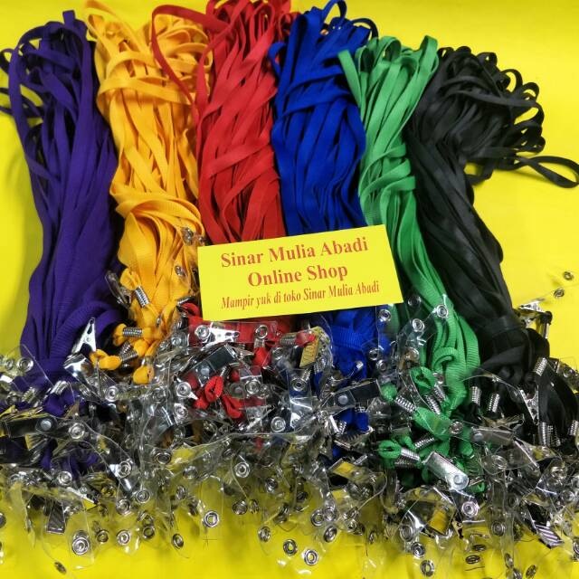 

Tali lanyard BAHAN TEBAL 9 mm JEPIT / Tali Nametag ID Name tag Kartu Panitia