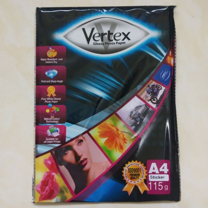 

Vertex Glossy Photo Paper A4 STICKER 115gr (20 lbr)