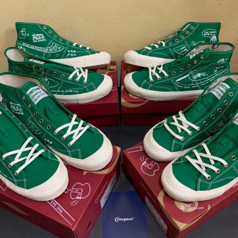 Sepatu Pria Compass series Hi (Green and White) with PMP-2