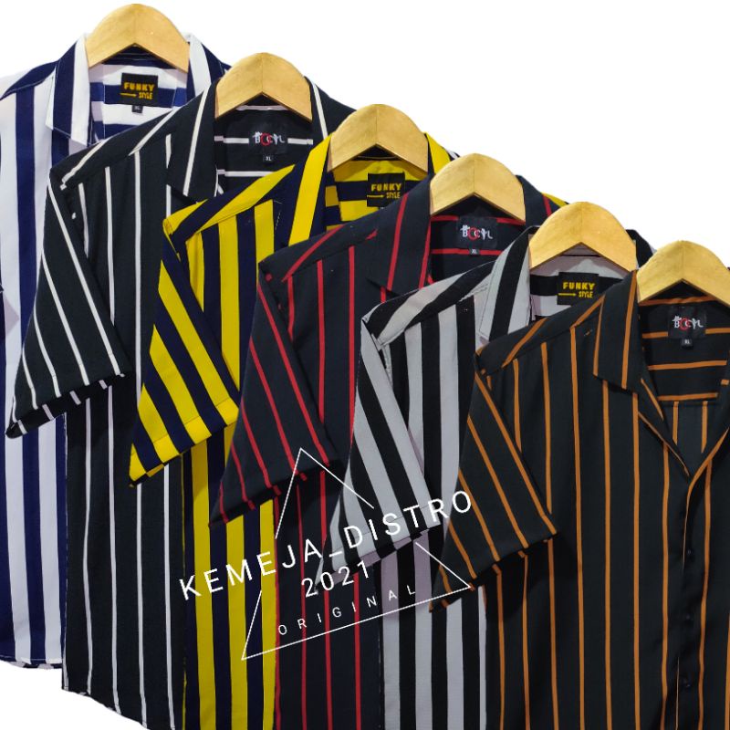 Kemeja Salur Pria Original Brand Distro Terbaru Terlaris Kemeja Pria Salur Stripe