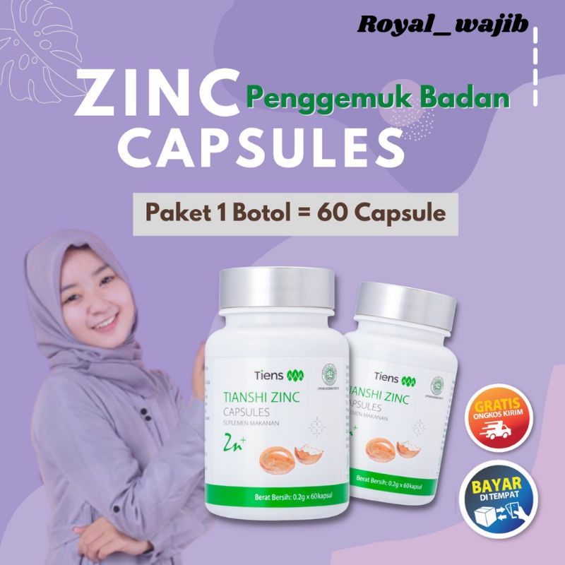 ZINC CAPSULES SUPLEMEN PENGGEMUK BADAN TERLARIS TIENS OBAT MENAMBAH BERAT BADAN HERBAL