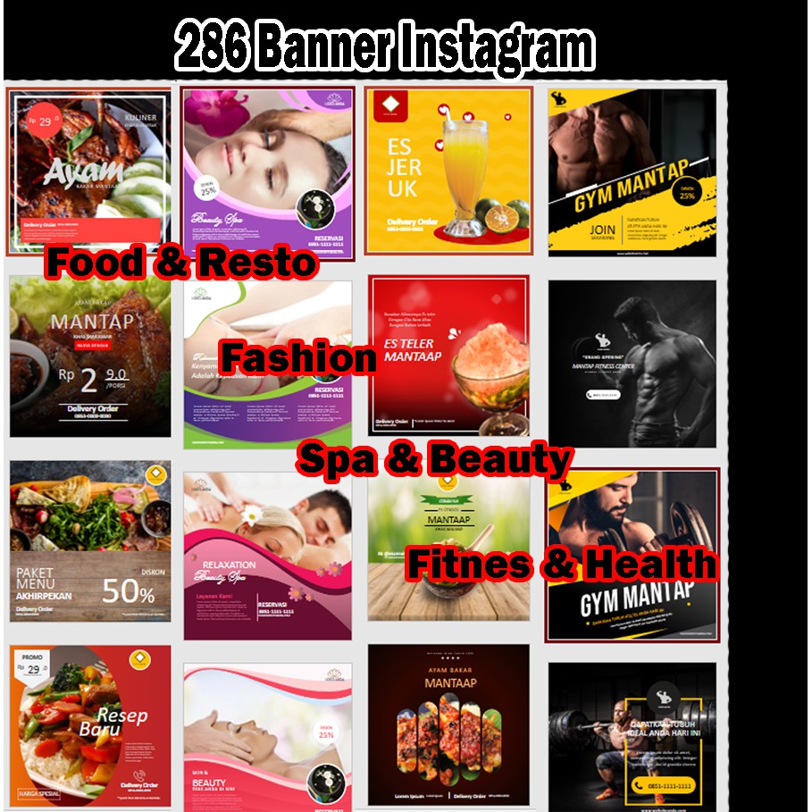 286 Template Ppt Banner Instagram Food Resto Spa Beauty Gym Health Fashion Shopee Indonesia