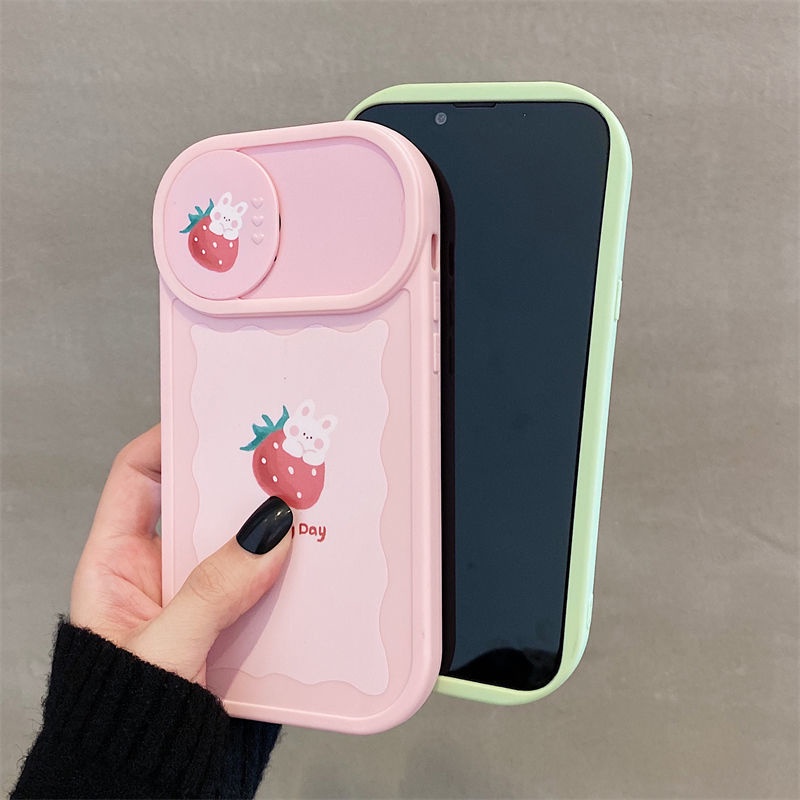 Casing iphone 12 13 11 Pro Max X Xs Max Xr Tko5 Motif Alpukat Strawberry Dengan Jendela Geser