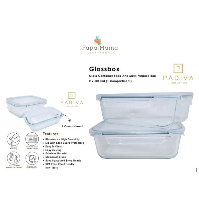 Padiva Glassbox 1040ml (2pcs) GBP1040S