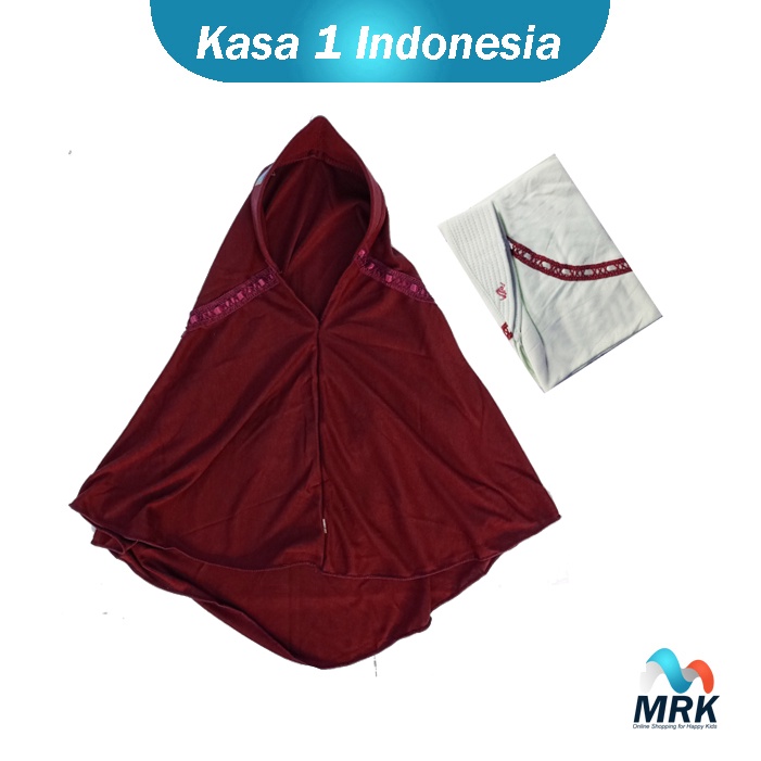 Jilbab Sekolah Anak SD / Kerudung Anak Perempuan Warna Merah Marun Putih Polos