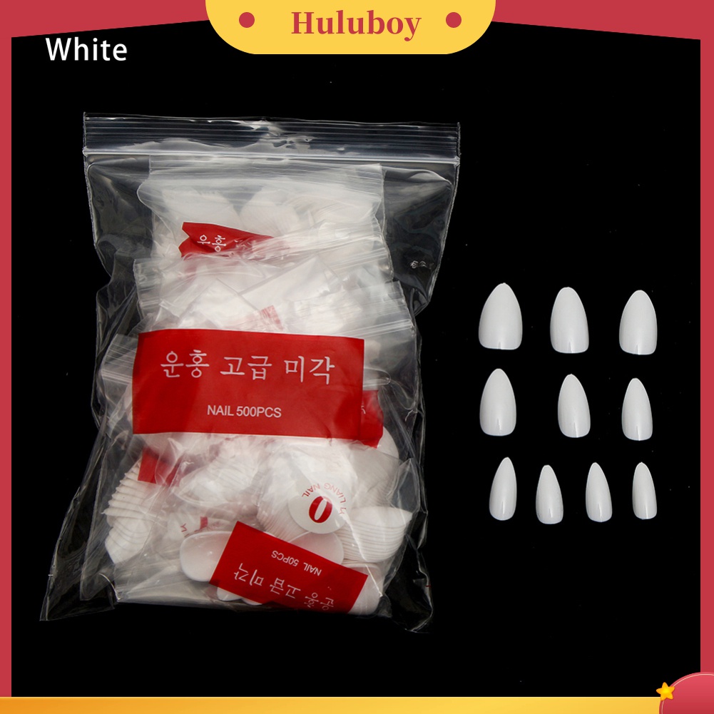 Huluboy Huluboy♡ 500pcs Kuku Palsu Bentuk Oval Untuk Manicure