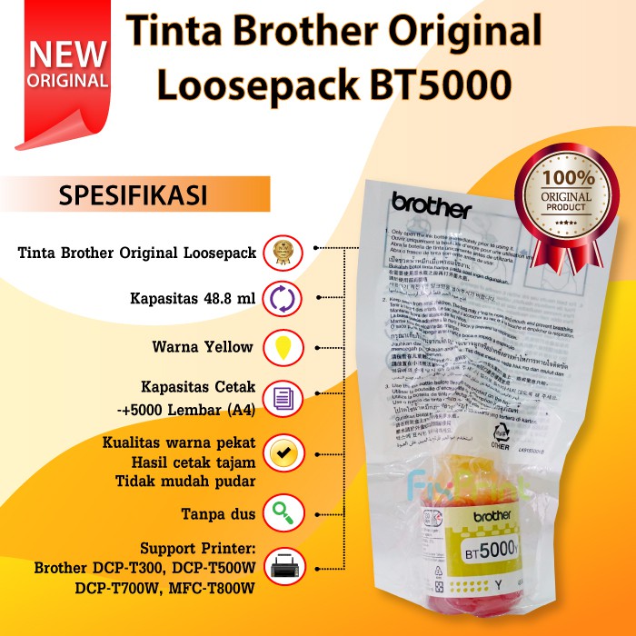 Tinta Refill Brother Original Loosepack BT5000 BTD60BK bt5000 btd60bk