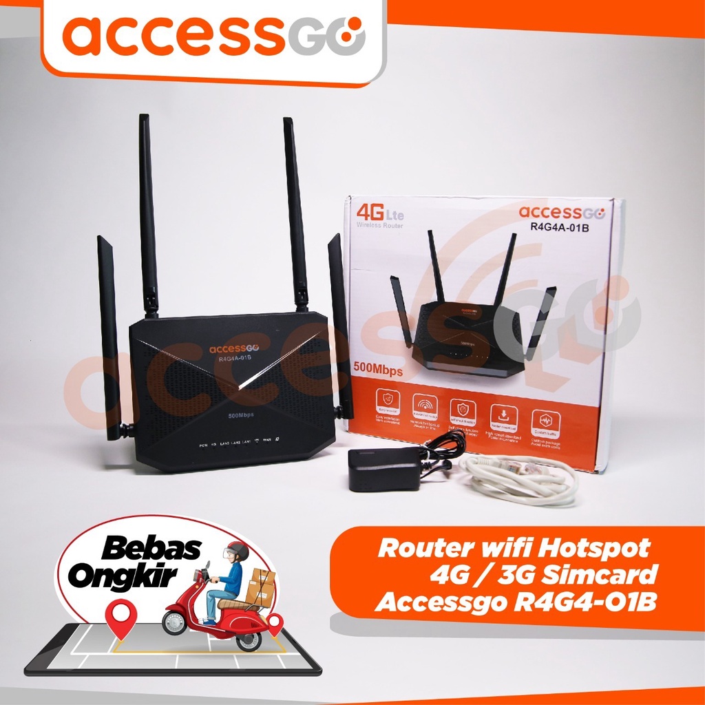 Modem Accessgo R4G4A-01B Router 4G 4 Antena 500Mbps Black