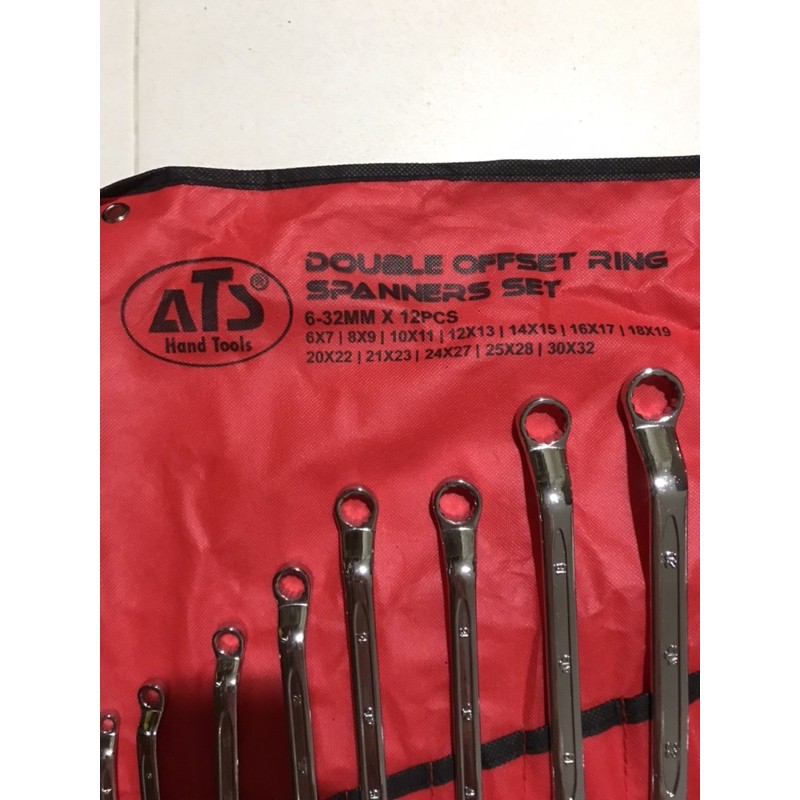 Kunci Ring Set ATS 12 pc 6-32mm Tulang - Double Offset Ring Spanner Set 6-32x12 pcs