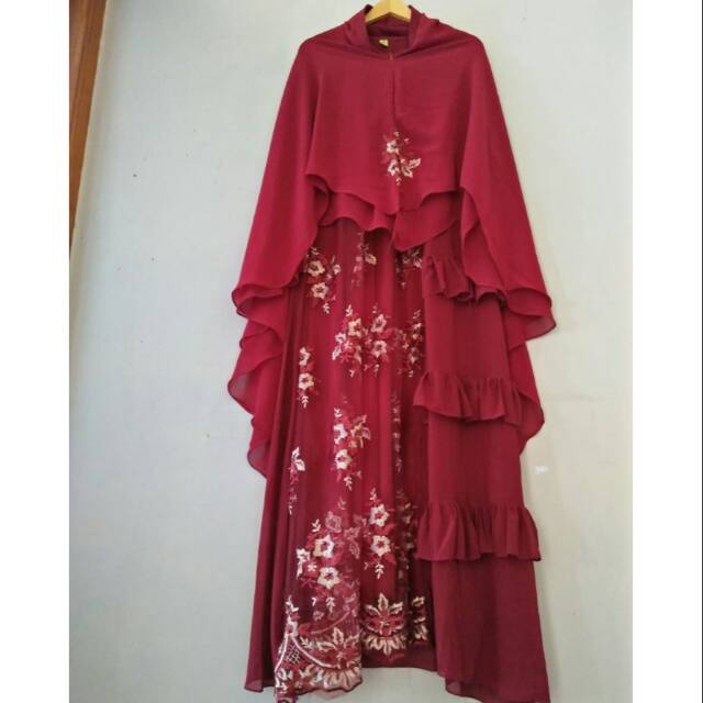 Gamis brokat kombinasi cerruty