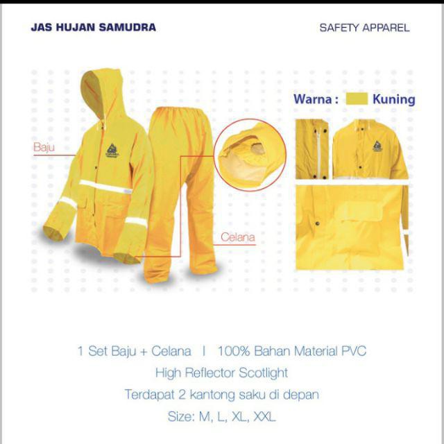 Raincoat Warna Kuning Samudra /Jas Hujan Samudra Gosave