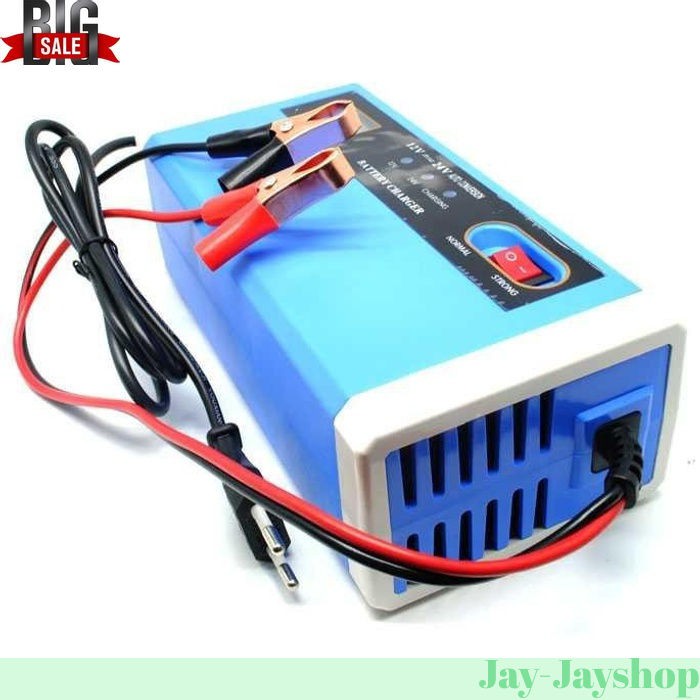 Charger Aki Mobil Motor Lead Acid 12-24V 10A with LCD