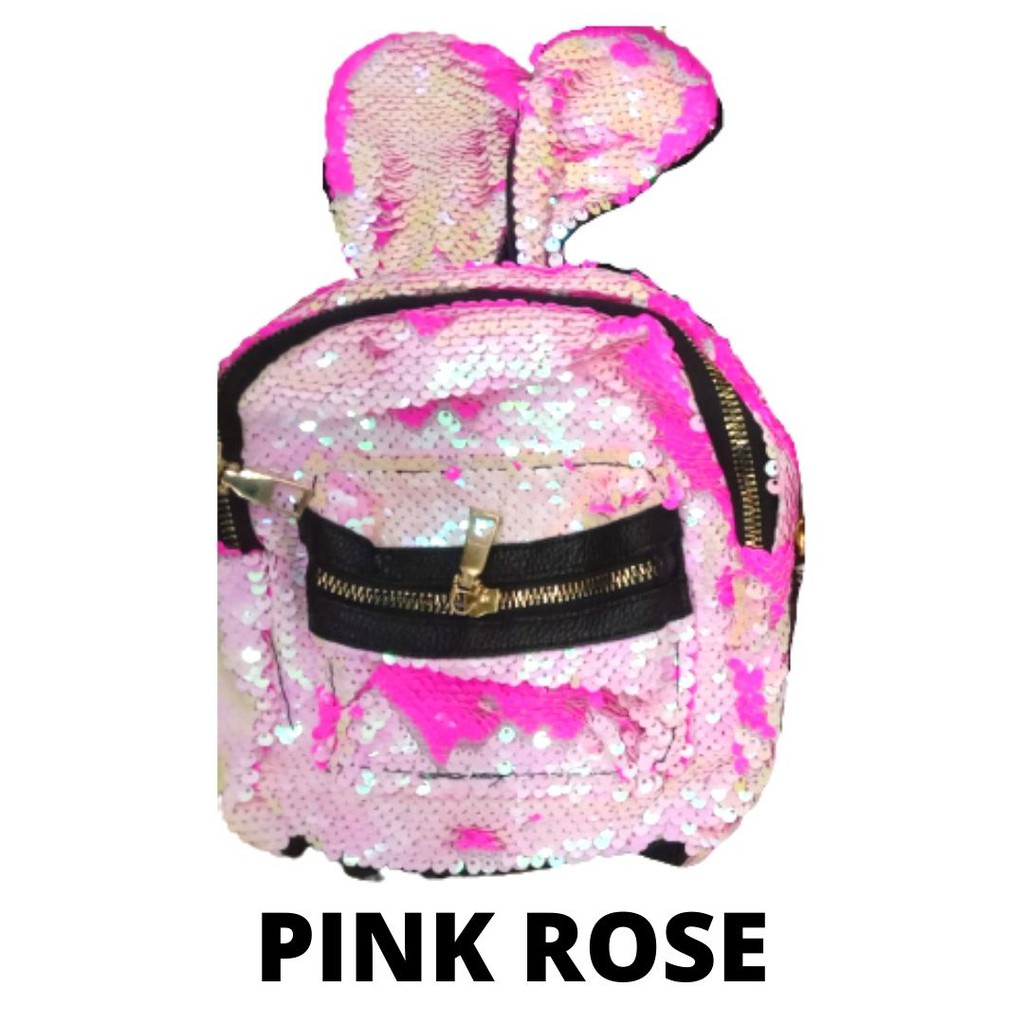 Retaily RY1389 Tas Ransel Anak Kelinci Glitter Backpack Sequin Rabbit Fashion